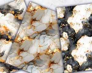 Marble Texture Gold Elements Digital Pattern Paper for Scrapbooking, Card Making, and Crafts | Seamless Design | Instant Download