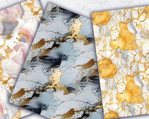 Marble Texture Gold Elements Digital Pattern Paper for Scrapbooking, Card Making, and Crafts | Seamless Design | Instant Download