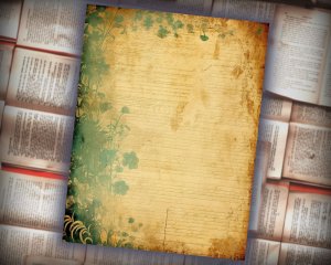 16 papers | Green and Gold Grunge Junk Journal Kit, Neutral Shabby Chic Printable Papers for Scrapbooking, Distressed Vintage Floral Designs