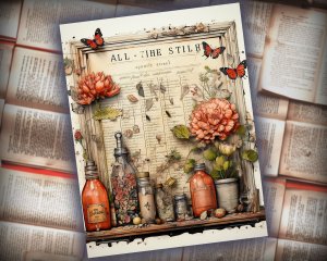 12 Papers | Lined Paper with Stamps Themed Junk Journal Background | Scrapbooking Kit | Printable Pages | Shabby Chic Ephemera