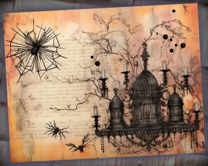 12 Papers | Halloween Themed Junk Journal Background with Intricate Details for Scrapbooking, Invitations, and Designs | Printable Pages