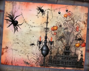 12 Papers | Halloween Themed Junk Journal Background with Intricate Details for Scrapbooking, Invitations, and Designs | Printable Pages