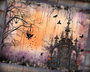 12 Papers | Halloween Themed Junk Journal Background with Intricate Details for Scrapbooking, Invitations, and Designs | Printable Pages