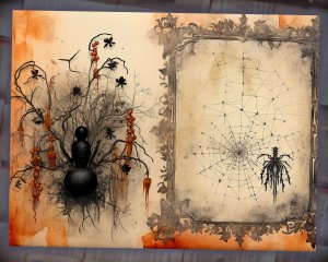 12 Papers | Halloween Themed Junk Journal Background with Intricate Details for Scrapbooking, Invitations, and Designs | Printable Pages