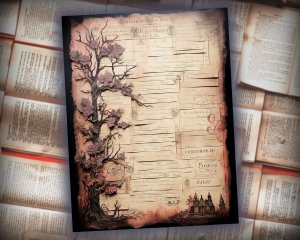 12 papers | Halloween Themed Junk Journal Background | Colorful Fairy Tale Watercolor Illustration | Shabby Chic Ephemera | Scrapbooking Kit