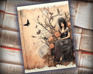 12 papers | Halloween Themed Junk Journal Background with Colorful Details and Cliparts | Shabby Chic Ephemera | Scrapbooking Kit