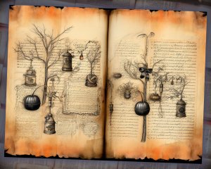 12 papers | Halloween Junk Journal Kit, Printable Pages, Shabby Chic Scrapbooking Papers, Intricate Fairy Tale Watercolor Illustration