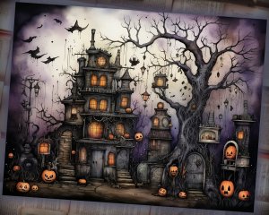 12 Papers | Halloween Junk Journal Background with Intricate Details and Big Elements | Colorful Scrapbooking Pages | Printable Paper Kit