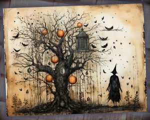 12 Papers | Halloween Junk Journal Background with Intricate Details and Big Elements | Colorful Scrapbooking Pages | Printable Paper Kit