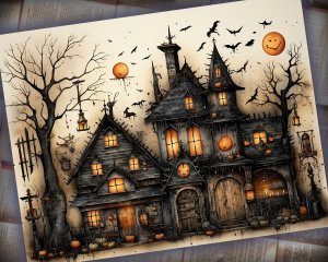 12 Papers | Halloween Junk Journal Background with Intricate Details and Big Elements | Colorful Scrapbooking Pages | Printable Paper Kit