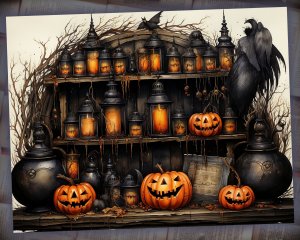 12 Papers | Halloween Junk Journal Background with Intricate Details and Big Elements | Colorful Scrapbooking Pages | Printable Paper Kit