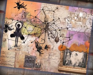 14 papers | Halloween Themed Junk Journal Background | Colorful Fairy Tale Watercolor Illustration | Shabby Chic Ephemera | Scrapbooking Kit