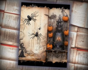 12 papers | Halloween Junk Journal Kit | Printable Scrapbooking Pages | Shabby Chic Ephemera | Fairy Tale Watercolor Illustrations