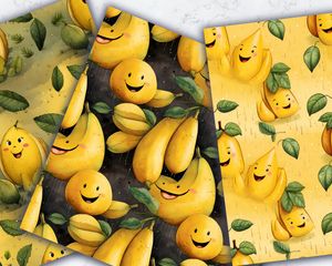 Cartoon Happy Banana Digital Paper - Seamless Texture - Instant Download - Scrapbooking, Crafts, DIY, Stationery - Printable Pattern