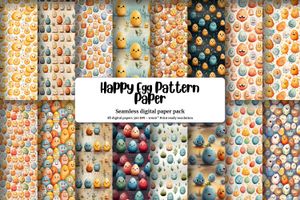 Colorful Cartoon Happy Egg Digital Paper Pattern Seamless Texture for Scrapbooking, Crafts, and DIY Projects - Instant Download