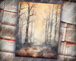 20 Pages of Haunted Forest Background Mystic Fairy Tale Watercolor Illustration for Scrapbooking, Invitations, Digital Planners, Journaling