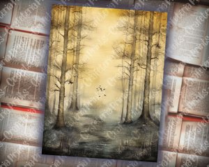 20 Pages of Haunted Forest Background Mystic Fairy Tale Watercolor Illustration for Scrapbooking, Invitations, Digital Planners, Journaling