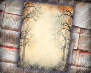 20 Pages of Haunted Forest Background Mystic Fairy Tale Watercolor Illustration for Scrapbooking, Invitations, Digital Planners, Journaling