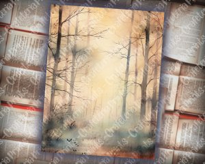 25 pages of Haunted Forest Mystic Fairy Tale Watercolor Scrapbooking Backgrounds - Shabby Chic Ephemera for Invitations, Digital Planners