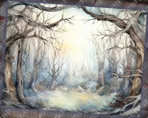 20 Pages of Haunted Forest Background, Mystic Fairy Tale Forest Watercolor Illustration, Shabby Chic Ephemera, Scrapbooking, Invitations