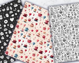 Hand Drawn Hearts Doodle Icons | Seamless Repeat Pattern | Printable Digital Paper | Light Solid Background | Instant Download