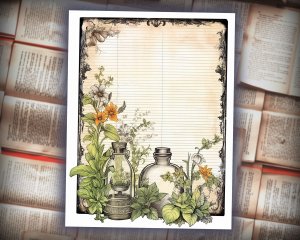 12 papers | Vintage Herbology Scrapbooking Papers | 8k Resolution | Realistic Floral Designs | Perfect for Junk Journaling & Invitations