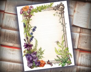 12 papers | Vintage Herbology Scrapbooking Papers | 8k Resolution | Realistic Floral Designs | Perfect for Junk Journaling & Invitations