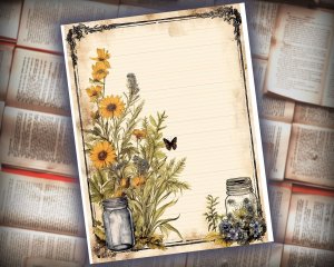 12 papers | Vintage Herbology Scrapbooking Papers | 8k Resolution | Realistic Floral Designs | Perfect for Junk Journaling & Invitations