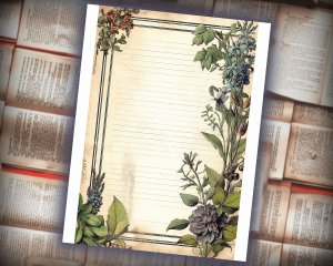 12 papers | Vintage Herbology Scrapbooking Papers | 8k Resolution | Realistic Floral Designs | Perfect for Junk Journaling & Invitations