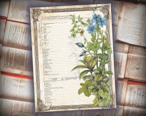 12 papers | Vintage Herbology Scrapbooking Papers | 8k Resolution | Realistic Floral Designs | Perfect for Junk Journaling & Invitations