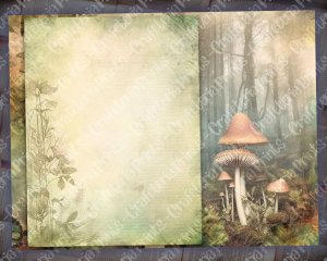 Watercolor Pastel Illustration Hidden Glade Digital Junk Journal Background, Fairy Forest Collage Printable, Nature Journal Paper