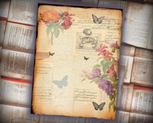 12 papers | Hummingbird Themed Scrapbooking Papers - Fairy Tale Watercolor Illustration, Intricate Details, Shabby Chic Ephemera