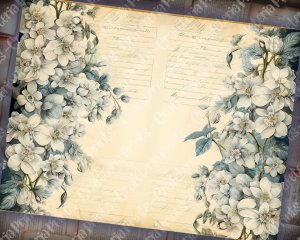 Watercolor Hydrangeas Floral Scrapbook Pages, Vintage Flowers Wallpaper, High Quality Lined Paper, Ephemera for Junk Journals, Invitations