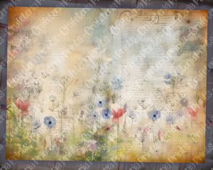 16 pages of Impasto Wildflowers muted colors shabby chic ephemera, scrapbooking background, watercolor illustration, perfect for invitations