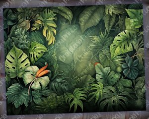 Basic Jungle Themed Wallpaper for Junk Journal - High Quality, High Detailed, 8k, 1f - Tropical Digital Paper, Printable Kit for Invitations