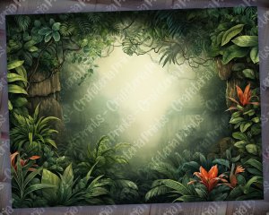 Basic Jungle Themed Wallpaper for Junk Journal - High Quality, High Detailed, 8k, 1f - Tropical Digital Paper, Printable Kit for Invitations