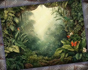 Basic Jungle Themed Wallpaper for Junk Journal - High Quality, High Detailed, 8k, 1f - Tropical Digital Paper, Printable Kit for Invitations