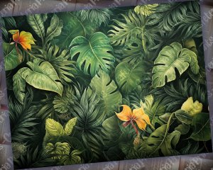 Basic Jungle Themed Wallpaper for Junk Journal - High Quality, High Detailed, 8k, 1f - Tropical Digital Paper, Printable Kit for Invitations