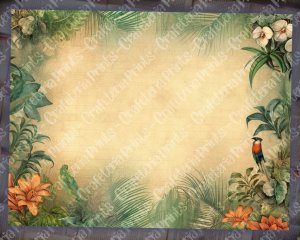 Basic Jungle Themed Wallpaper for Junk Journal - High Quality, High Detailed, 8K, 1F - Tropical Digital Paper for Junk Journals