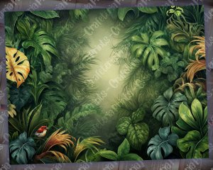 Basic Jungle Themed Wallpaper for Junk Journal - High Quality, High Detailed, 8K, 1F - Tropical Digital Paper for Junk Journals