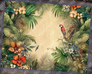 Basic Jungle Themed Wallpaper for Junk Journal - High Quality, High Detailed, 8K, 1F - Tropical Digital Paper for Junk Journals