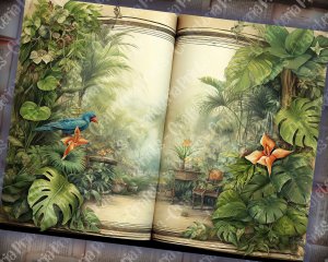 Watercolor Jungle Themed Wallpaper Scrapbook Pages | High Quality & Detailed | Lined Page | Perfect for Invitations & Digital Planners