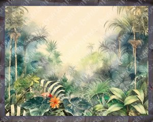 Watercolor Jungle Themed Wallpaper Scrapbook Pages | High Quality & Detailed | Lined Page | Perfect for Invitations & Digital Planners