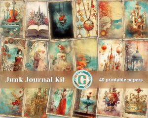 40 Papers | Scrapbooking Kit for Junk Journal, Printable Shabby Chic Pages, Invitation Design Elements, Shabby Papers for Journaling Kit