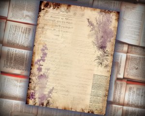 16 papers | Lavender Grey Grunge Junk Journal Kit, Shabby Chic Vintage Printable Paper, Distressed Ephemera for Scrapbooking, Journaling