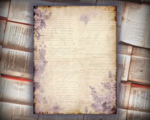 16 papers | Lavender Grey Grunge Junk Journal Kit, Shabby Chic Vintage Printable Paper, Distressed Ephemera for Scrapbooking, Journaling