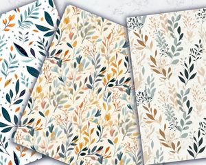 AnnaLanis Aesthetic Leaf Pattern | Minimalistic White Background | Bertrand Print Show Design | Earth Tones | Pastel Colors | Nordic Style