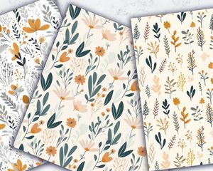 AnnaLanis Aesthetic Leaf Pattern | Minimalistic White Background | Bertrand Print Show Design | Earth Tones | Pastel Colors | Nordic Style