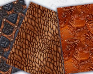 Decorated Leather Surface Digital Pattern Paper with Photorealistic High-resolution Seamless Texture for Crafts and Design Projects