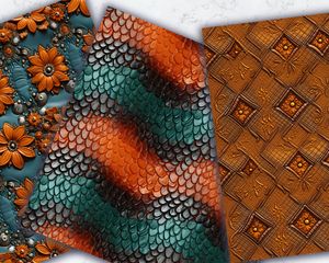 Decorated Leather Texture Digital Pattern Paper for Creative Projects - Photorealistic High Resolution Clipart for Scrapbooking, Crafts